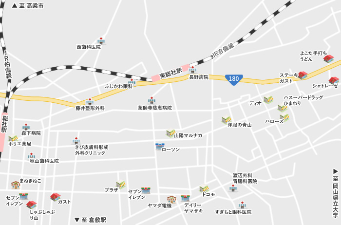 総社駅周辺の地図